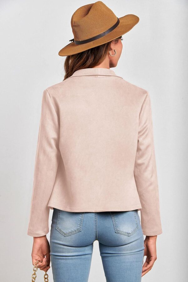 PRETTYGARDEN Womens 2024 Fall Clothes Long Sleeve Open Front Cropped Faux Suede Jacket - Image 2