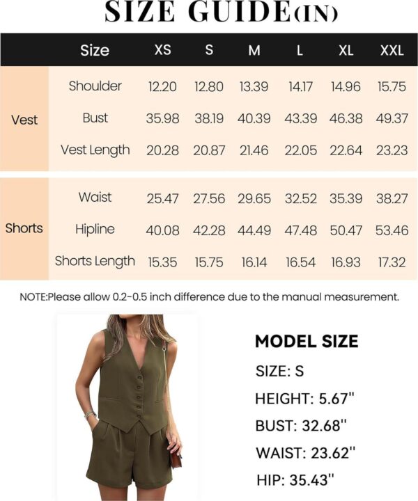 PRETTYGARDEN Womens 2024 2 Piece V Neck Sleeveless Button Down Vest Shorts Sets - Image 6