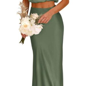 PRETTYGARDEN Womens Summer Sleeveless Mock Neck Crop Tops And Long Skirt Set