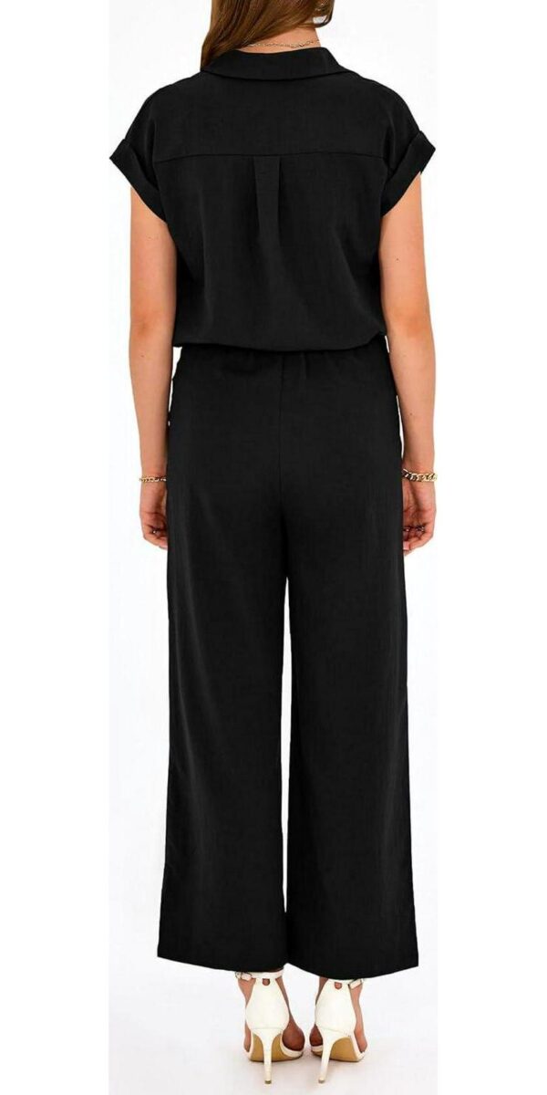 PRETTYGARDEN Womens Short Sleeve Button Down Shirt Long Pant Lounge Set - Image 2