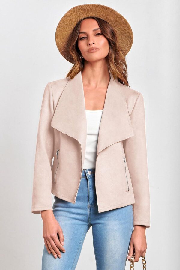 PRETTYGARDEN Womens 2024 Fall Clothes Long Sleeve Open Front Cropped Faux Suede Jacket - Image 9