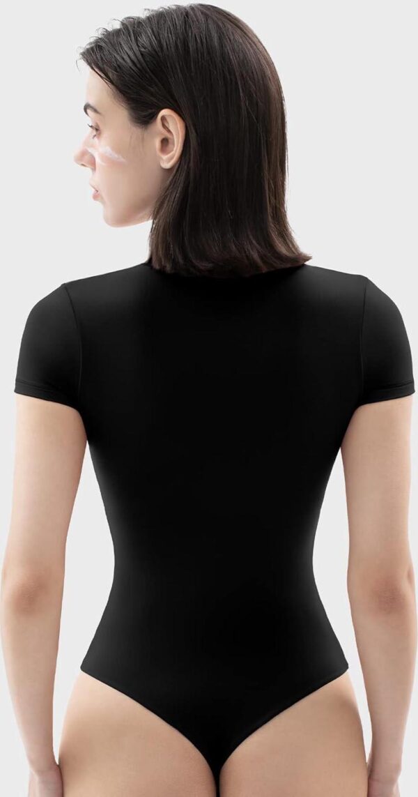 PUMIEY Women's Crew Neck Short Sleeve Bodysuit Fashion T-shirt Tops Smoke Cloud Pro Collection - Image 4