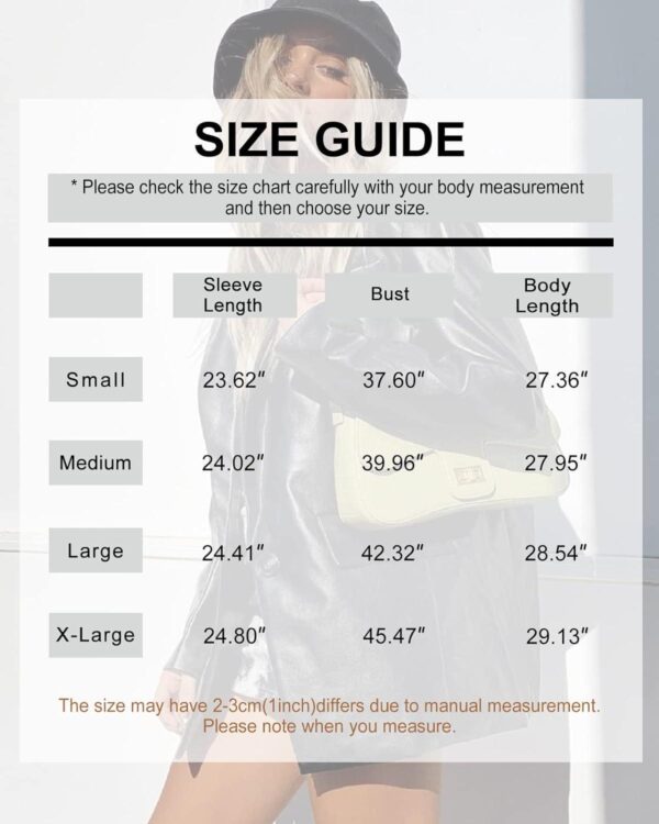 Pepochic Womens Oversized Leather Jacket Long Sleeve Faux Leather Blazer Lapel Button Down Leather Shacket Coat with Pockets - Image 4