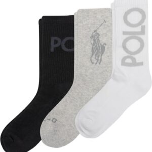 Polo Ralph Lauren womens Classic Sport Tonal Logo Crew Socks - 3 Pair Pack - Cushioned Cotton Comfort