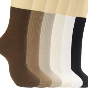 Pretty Crew Casual Athletic Stretchy Socks for Girls and Students, Aesthetic Neutral Comfy Basic Cotton Socks for Women