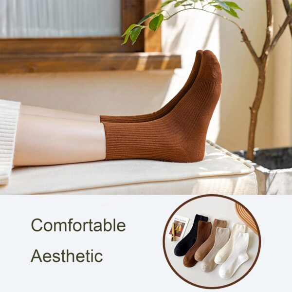 Pretty Crew Casual Athletic Stretchy Socks for Girls and Students, Aesthetic Neutral Comfy Basic Cotton Socks for Women - Image 3