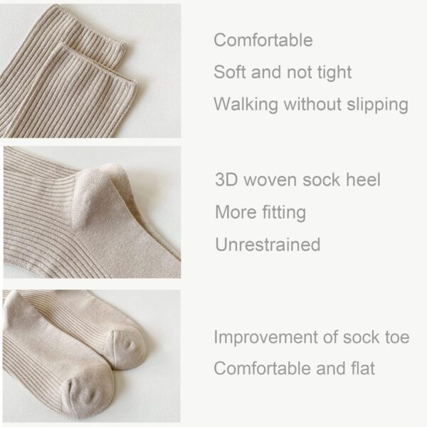 Pretty Crew Casual Athletic Stretchy Socks for Girls and Students, Aesthetic Neutral Comfy Basic Cotton Socks for Women - Image 7