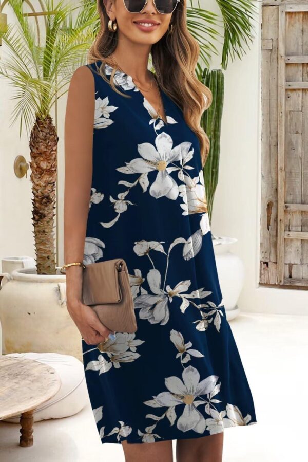 QACOHU 2024 Summer Dresses for Women Sleeveless Beach Floral Tshirt Sundress Casual Tank Dress S-2XL - Image 2