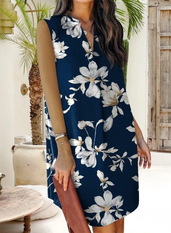 QACOHU 2024 Summer Dresses for Women Sleeveless Beach Floral Tshirt Sundress Casual Tank Dress S-2XL - Image 4