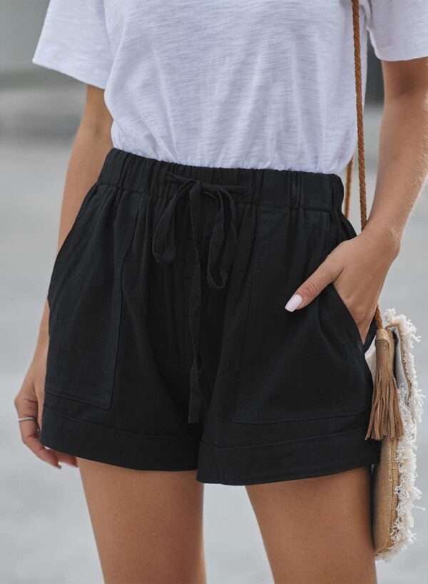 QACOHU 2024 Womens Summer Shorts Casual Comfy Drawstring Elastic Waist Shorts with Pockets Beach Lightweight Shorts - Image 5