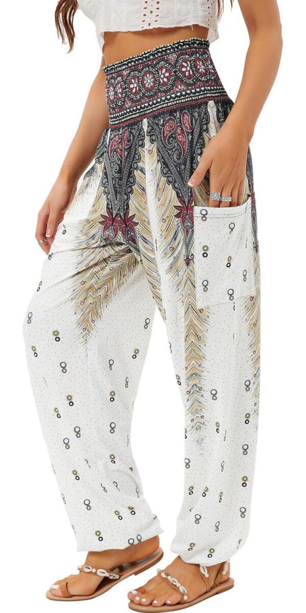 QIANXIZHAN Women's Harem Pants, High Waist Yoga Boho Trousers with Pockets
