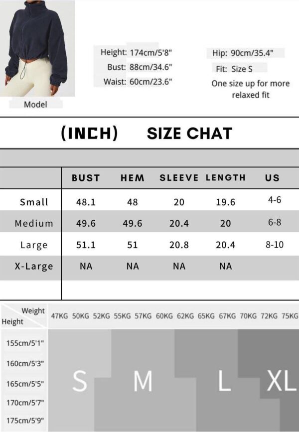 QINSEN Women's Full Zip Fleece Short Jacket Warm Winter Long Sleeve Stand Collar Sherpa Crop Coat - Image 7