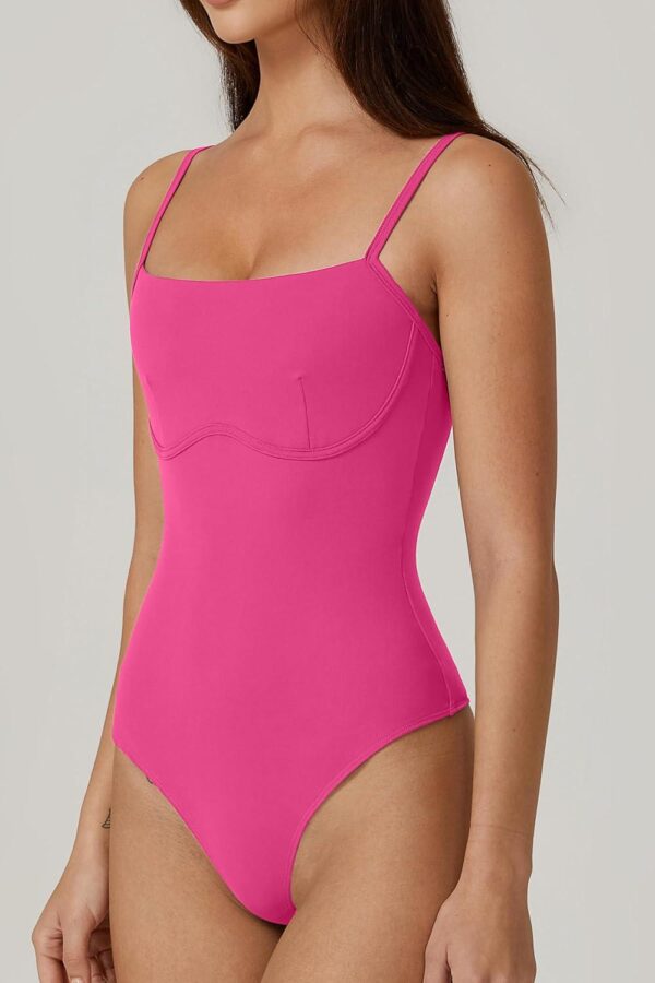 QINSEN Womens Sexy Spaghetti Strap Bodysuit Tops Underbust Contouring Slim Fit Going Out Top Shirts - Image 2