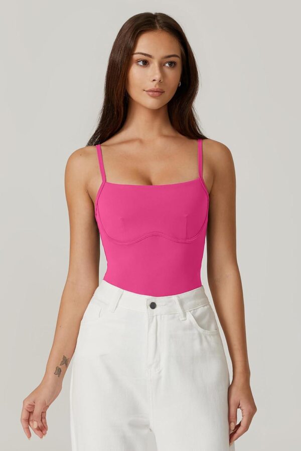 QINSEN Womens Sexy Spaghetti Strap Bodysuit Tops Underbust Contouring Slim Fit Going Out Top Shirts - Image 5