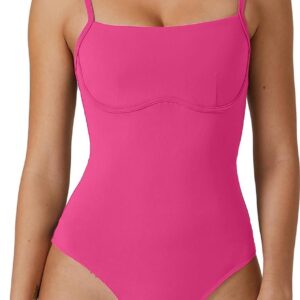 QINSEN Womens Sexy Spaghetti Strap Bodysuit Tops Underbust Contouring Slim Fit Going Out Top Shirts