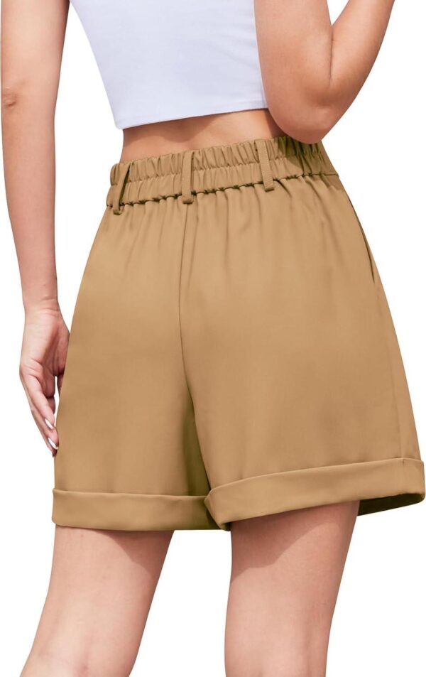QUEZHU Women's Summer Dressy Casual Elastic Waist Wide Leg Suit Tailored Shorts Comfy Elagant Work Trouser Shorts - Image 6