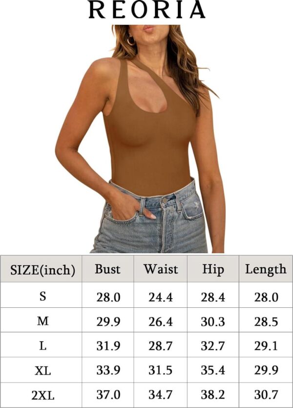 REORIA Butsmooth Women s Sexy Plunge One Shoulder Sleeveless V Backless Going Out Tank Bodysuits Tops - Image 6