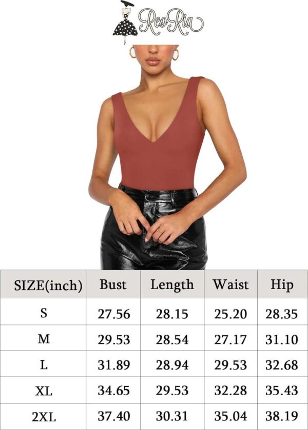 REORIA Butsmooth Women s Sexy Plunge Deep V Neck Sleeveless V Backless Going Out Tank Bodysuits Tops - Image 6