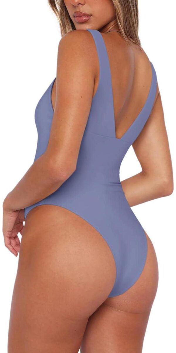 REORIA Women s Butsmooth Sexy Plunge Deep V Neck Sleeveless V Backless Trendy Y2k Going Out Bodysuits Tank Tops - Image 2