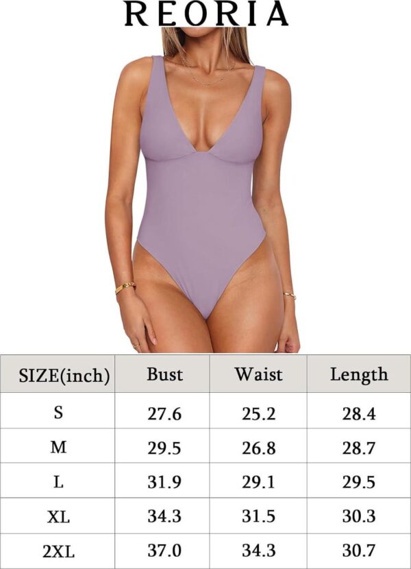 REORIA Women s Butsmooth Sexy Plunge Deep V Neck Sleeveless V Backless Trendy Y2k Going Out Bodysuits Tank Tops - Image 5