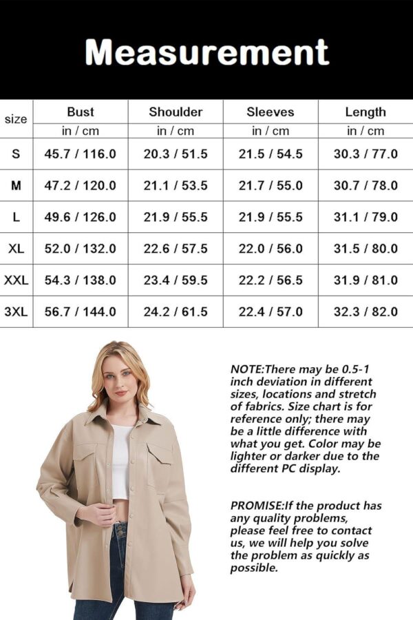 RISISSIDA Women Faux Leather Blazer Jackets/Shacket for Spring and Fall Fashion, Vegan Leather Button Down Coats - Image 6
