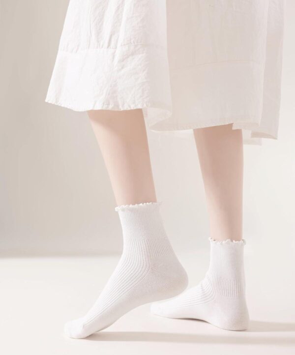 Ruffle Ankle Socks for Women, Casual Cute Socks - Soft Cotton Socks Ruffle Socks Low Cut Crew Frilly Sock - Image 6