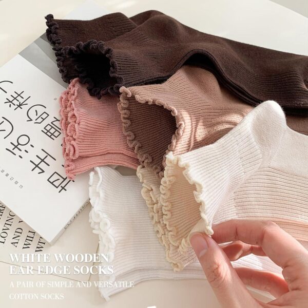 Ruffle Ankle Socks for Women, Casual Cute Socks - Soft Cotton Socks Ruffle Socks Low Cut Crew Frilly Sock - Image 4