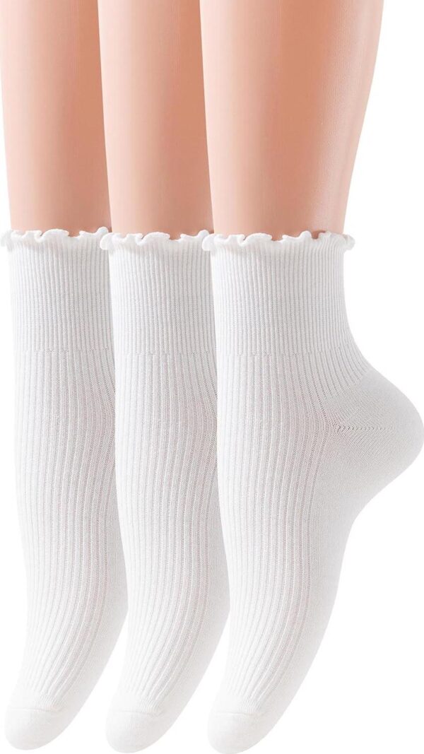 Ruffle Ankle Socks for Women, Casual Cute Socks - Soft Cotton Socks Ruffle Socks Low Cut Crew Frilly Sock