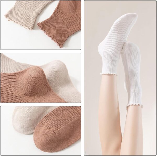 Ruffle Ankle Socks for Women, Casual Cute Socks - Soft Cotton Socks Ruffle Socks Low Cut Crew Frilly Sock - Image 3