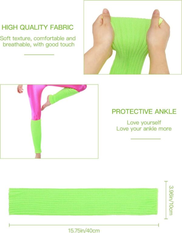 SATINIOR 80s Neon Leggings Party Retro Jogging Sports Headband Wristbands Leg Warmers - Image 4