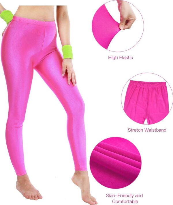 SATINIOR 80s Neon Leggings Party Retro Jogging Sports Headband Wristbands Leg Warmers - Image 5