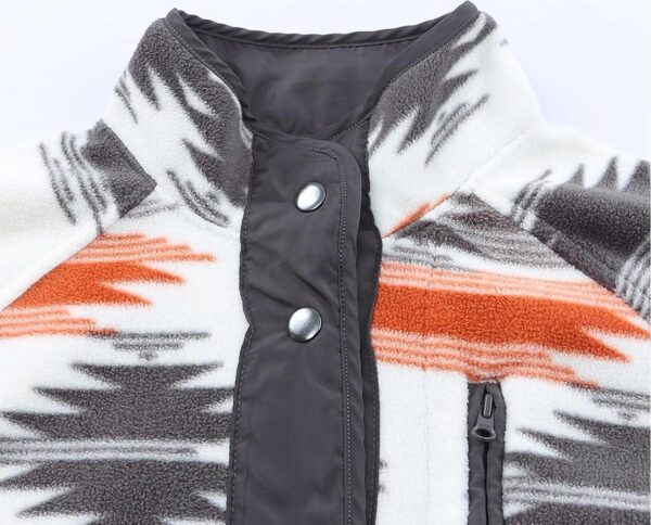 SELINK Womens Fleece Jacket Western Aztec Print Long Sleeve Snap Button Down Shacket Jackets with Pockets - Image 4