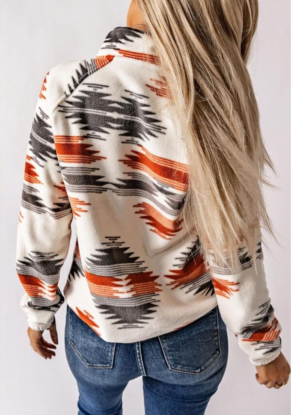 SELINK Womens Fleece Jacket Western Aztec Print Long Sleeve Snap Button Down Shacket Jackets with Pockets - Image 2