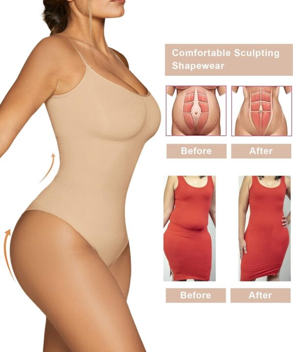 SHAPERX Women's Shapewear Bodysuit Tummy Control Body Shaper Seamless Sculpting Snatched Waist Body Suit - Image 6