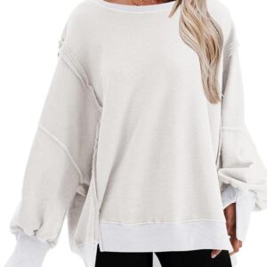 SHEWIN Womens Oversized Sweatshirts Hoodies Casual Crewneck Long Sleeve Pullover 2024 Fall Fashion Outfits Clothes