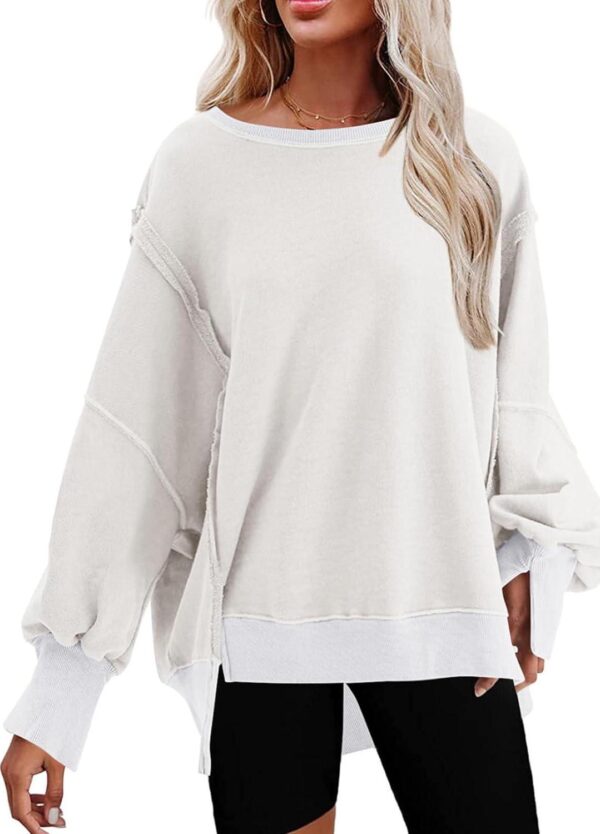 SHEWIN Womens Oversized Sweatshirts Hoodies Casual Crewneck Long Sleeve Pullover 2024 Fall Fashion Outfits Clothes