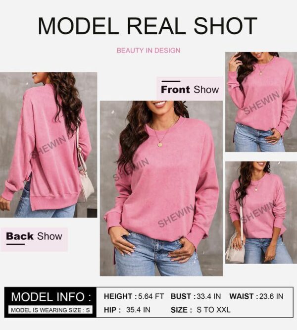 SHEWIN Womens Sweatshirt Casual Long Sleeve Crewneck Lightweight Pullover Tops Loose Sweatshirts - Image 5