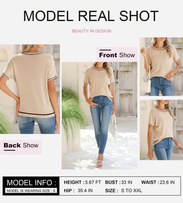 SHEWIN Womens Tops 2024 Casual Summer Crewneck Lightweight Knit Short Sleeve Shirts - Image 5