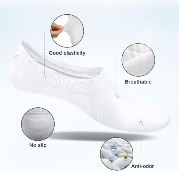 SIXDAYSOX Womens No Show Socks 4-8 Pairs Ondo Low Cut Non-Slip Socks Invisible Cotton Liner Socks - Image 3