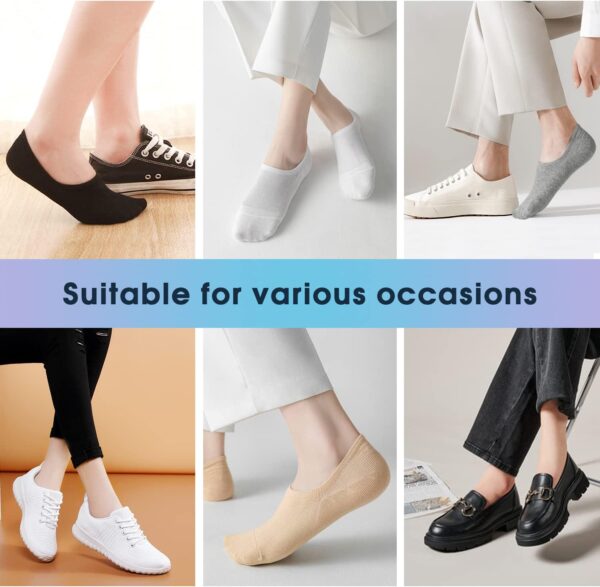 SIXDAYSOX Womens No Show Socks 4-8 Pairs Ondo Low Cut Non-Slip Socks Invisible Cotton Liner Socks - Image 6