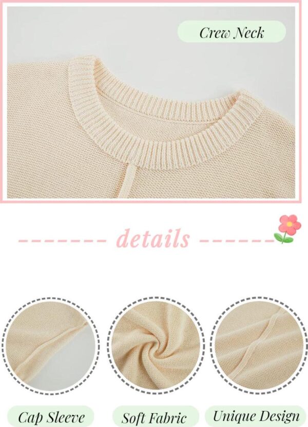 Saodimallsu Womens Summer Cap Sleeve Tops Casual Crew Neck Loose Fit Knit Lightweight Sweater Pullover Top - Image 4