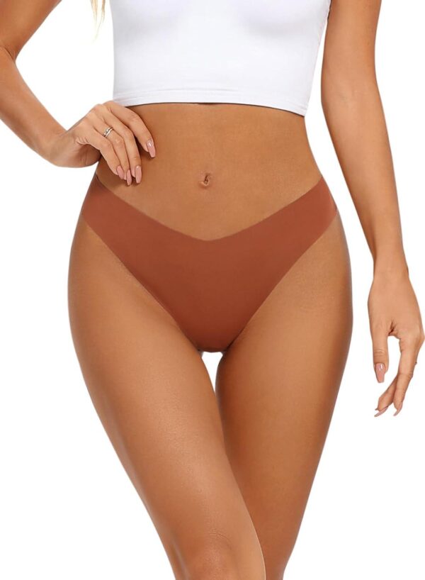 Seamless Thongs for Women No Show Thong V-waisted Stretch Breathable Sexy Panties Underwear 6 Pack - Image 4