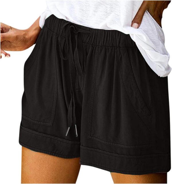 Shorts for Women Trendy 2024 Casual Summer Drawstring Shorts with Pockets Beach Loose Elastic Waist Vacation Clothes - Image 7