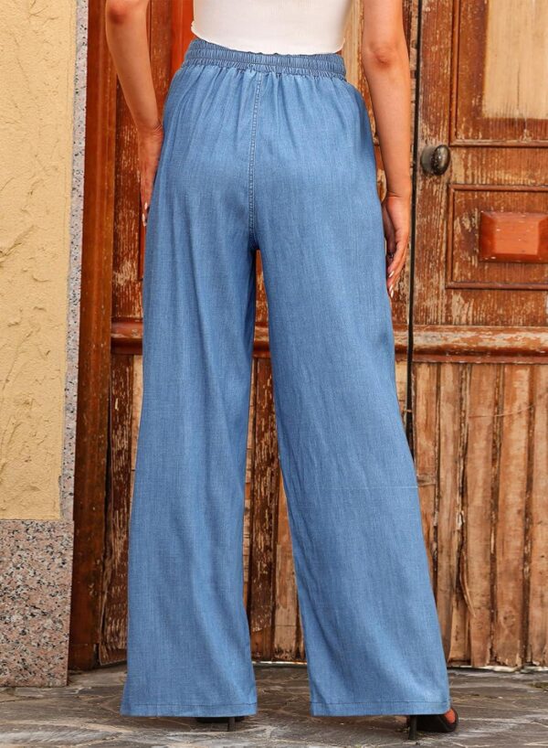 Sidefeel Women's High Waisted Wide Leg Jeans 2024 Summer Drawstring Denim Pants - Image 3
