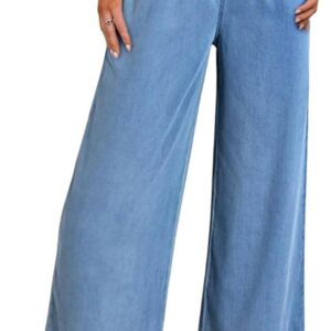 Sidefeel Women's High Waisted Wide Leg Jeans 2024 Summer Drawstring Denim Pants
