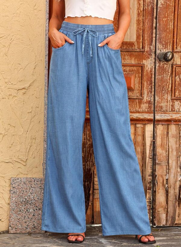 Sidefeel Women's High Waisted Wide Leg Jeans 2024 Summer Drawstring Denim Pants - Image 2