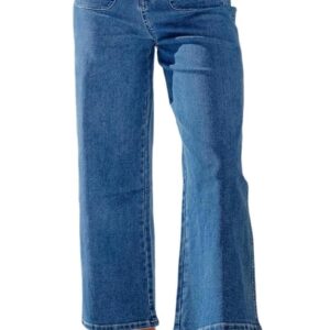 Sidefeel Women's Wide Leg Jeans High Waisted Stretchy Straight Leg Jeans Buttoned Loose Denim Pants with Pocket