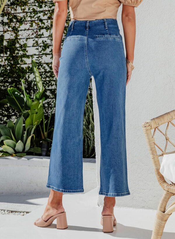 Sidefeel Women's Wide Leg Jeans High Waisted Stretchy Straight Leg Jeans Buttoned Loose Denim Pants with Pocket - Image 4