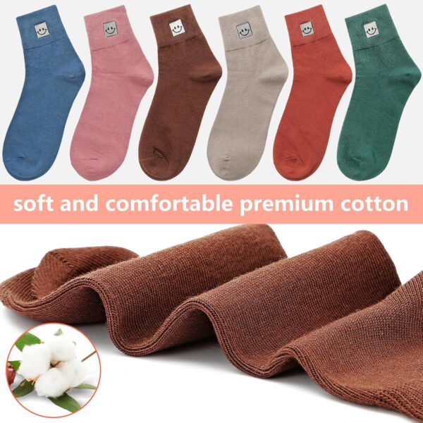 Soft Cotton Women Socks above Ankle Crew Bootie Socks Cute Lovely Smiley Face Novelty Socks Gifts for Women 5 Pairs - Image 2