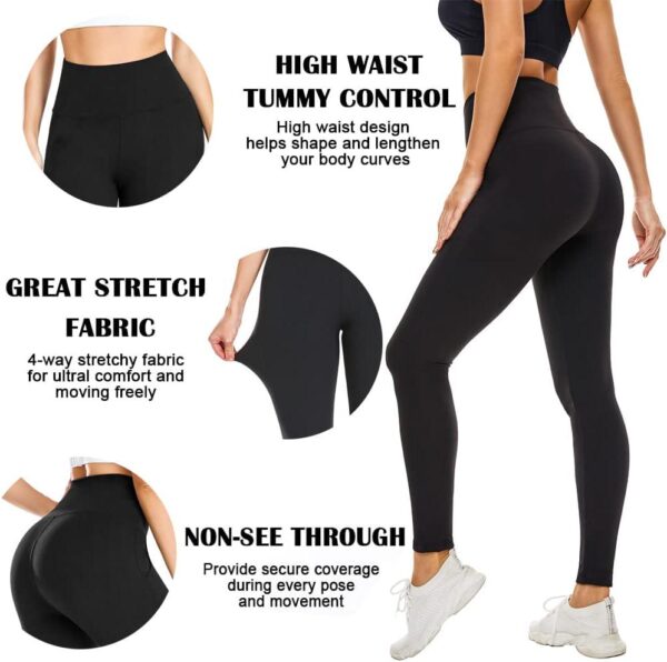 Soft Leggings for Women - High Waisted Tummy Control No See Through Workout Yoga Pants - Image 6
